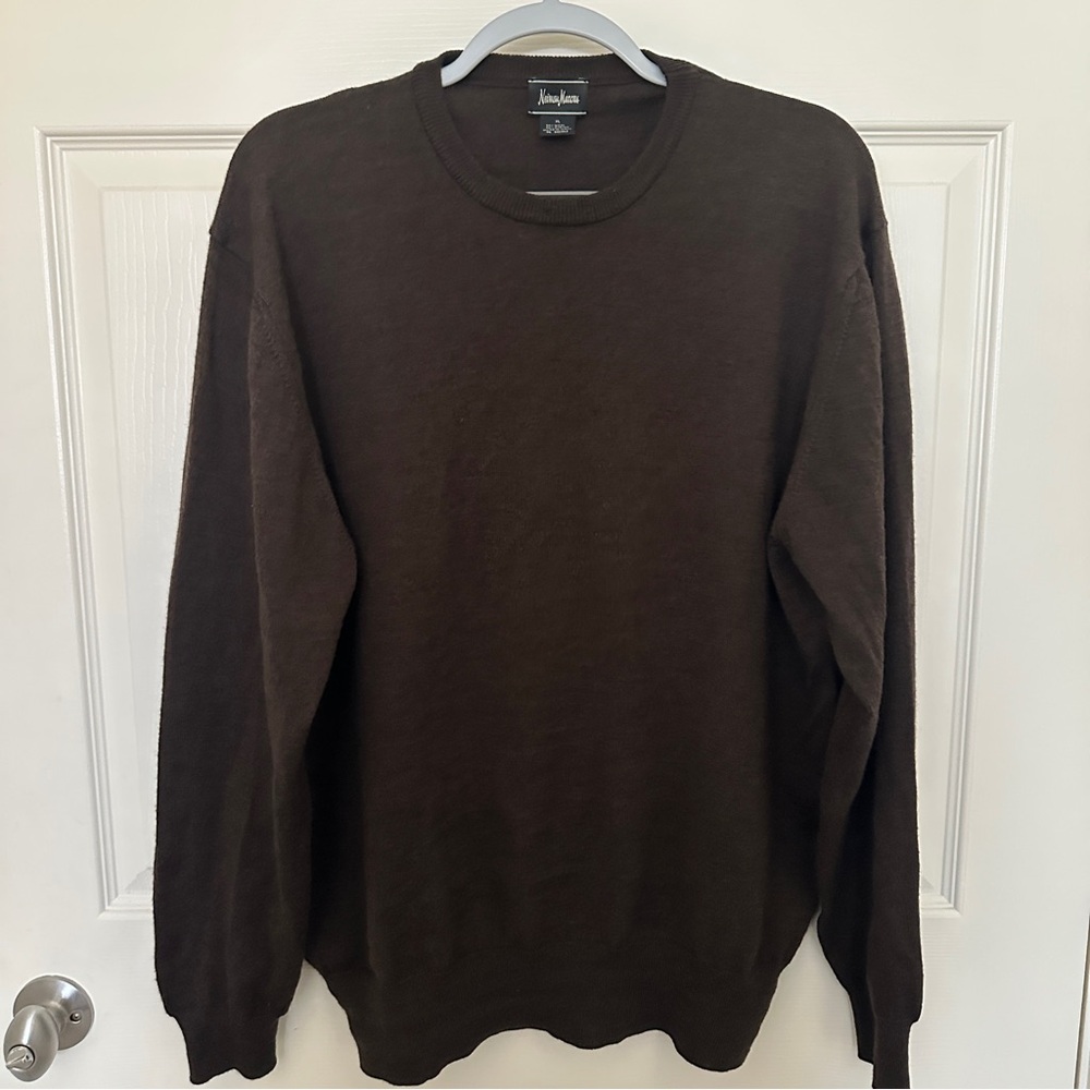 Neiman Marcus Men's Rich Brown Crewneck Sweater